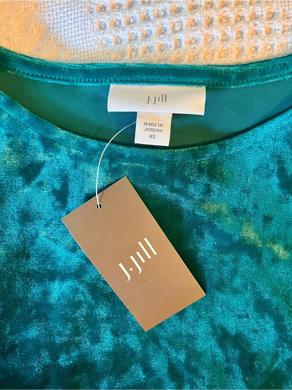 NWT NEW J. Jill Velvet Long-Sleeve Women’s Top in Teal - Picture 3 of 8